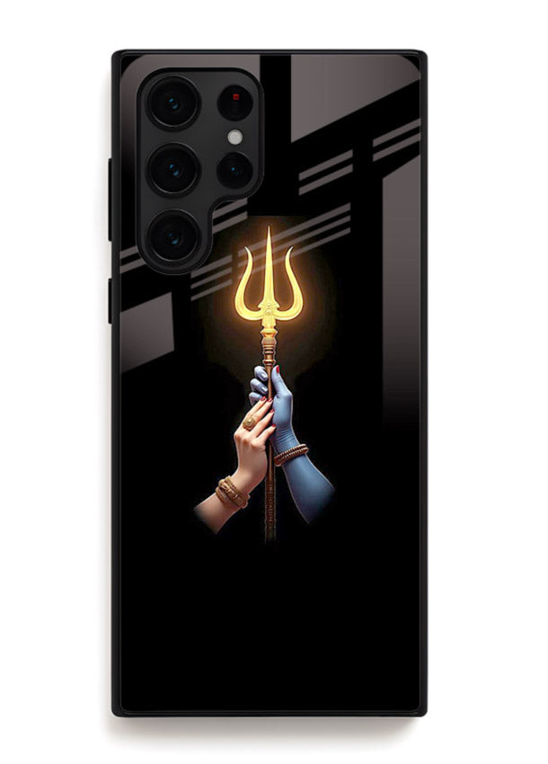 Trishul glowing divine aura art Samsung S22 Ultra bold spiritual glass cover
