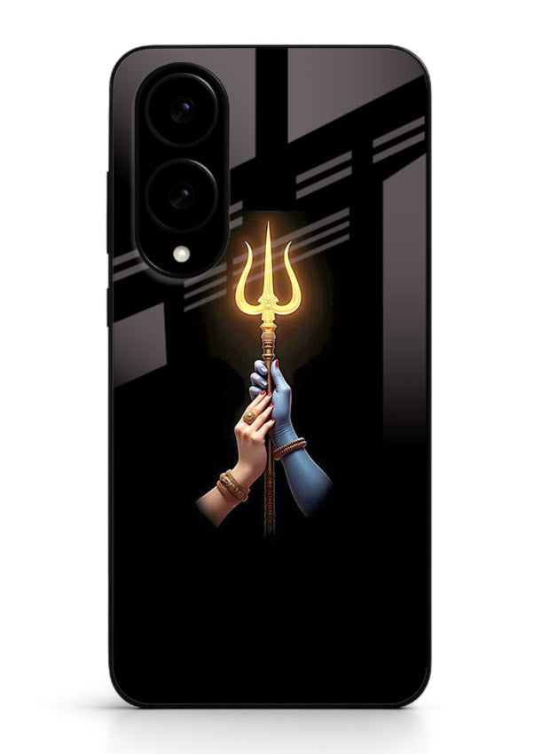 Trishul glowing divine aura art Samsung S25 Edge bold spiritual glass cover