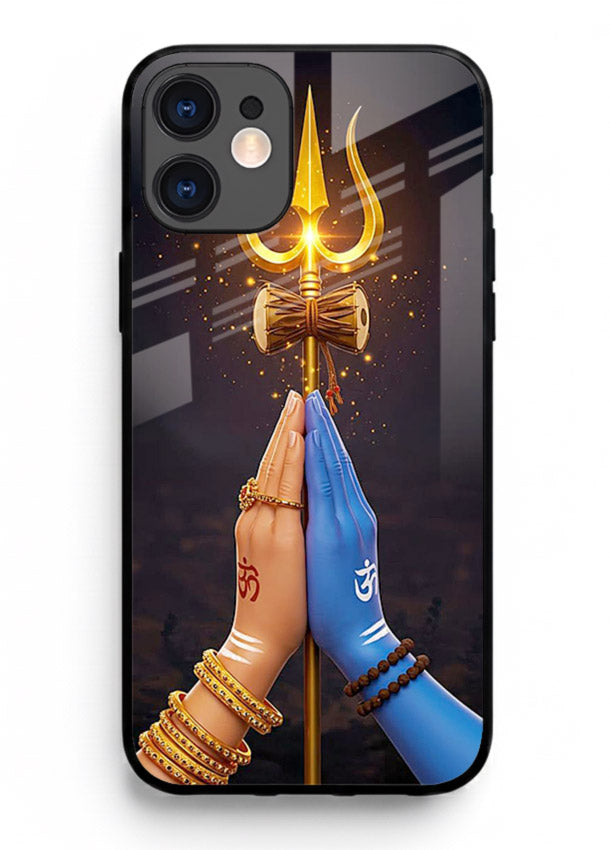 Divine trishul hand holding art iphone 12 glass warrior spiritual case