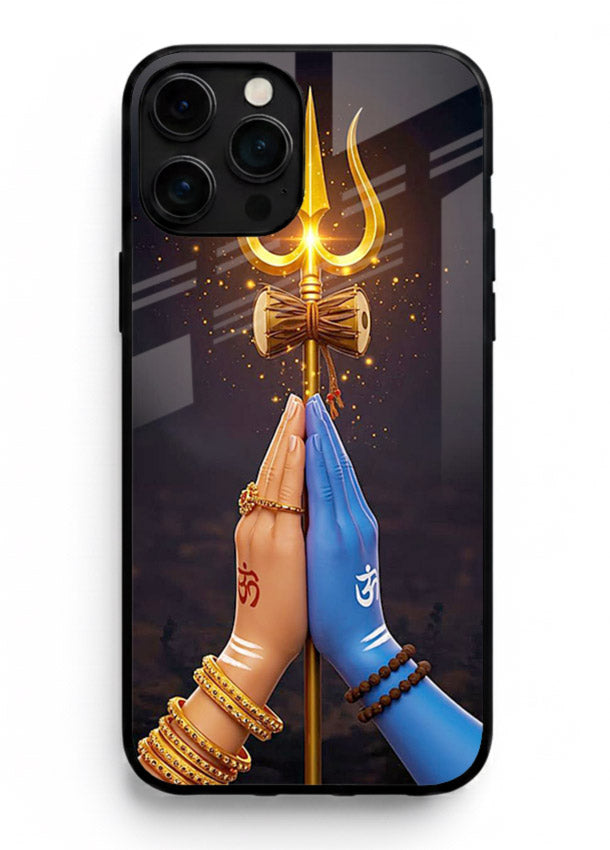 Divine trishul hand holding art iphone 11 pro max glass warrior spiritual case