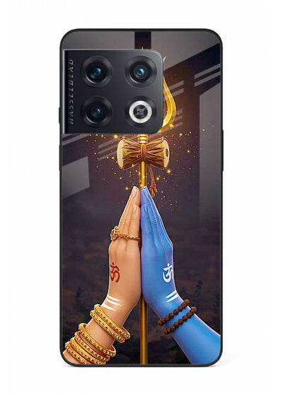 Divine trishul hand holding art OnePlus 10 Pro glass warrior spiritual case