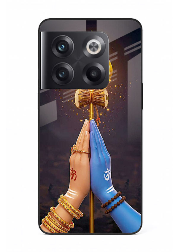 Divine trishul hand holding art OnePlus 10T glass warrior spiritual case