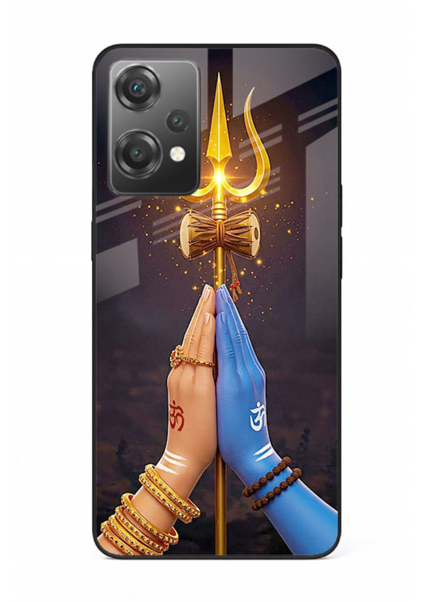 Divine trishul hand holding art OnePlus Nord CE2 Lite 5G glass warrior spiritual case