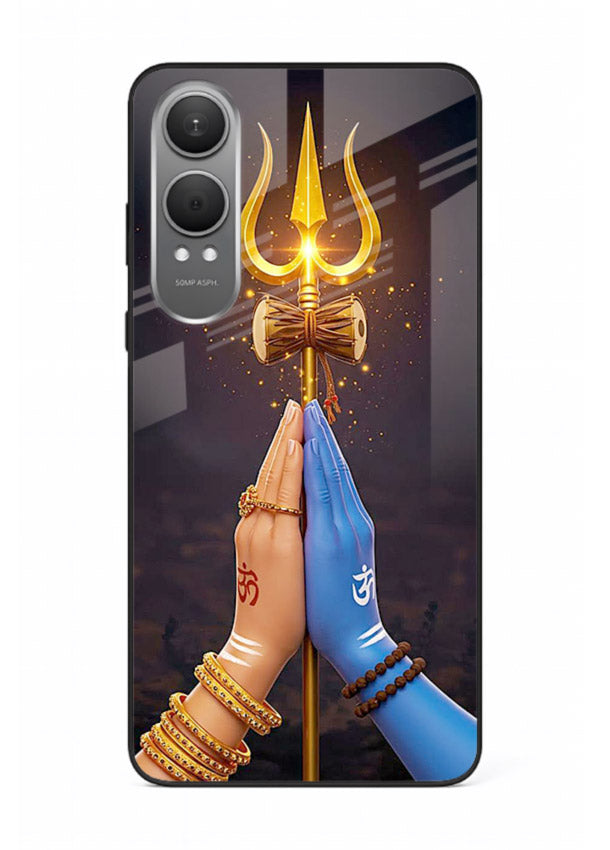 Divine trishul hand holding art OnePlus Nord CE4 Lite glass warrior spiritual case