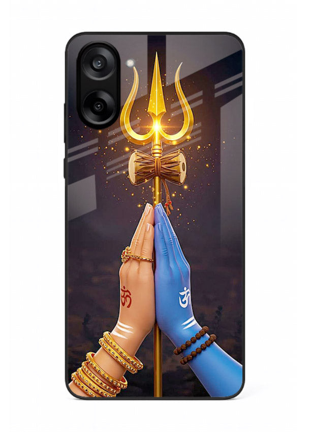 Divine trishul hand holding art OnePlus Nord CE5 glass warrior spiritual case