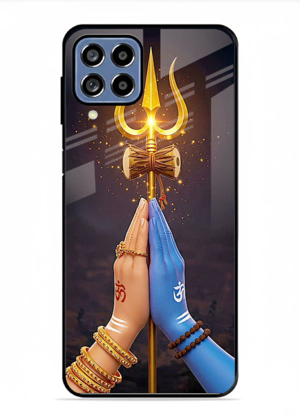Divine trishul hand holding art Samsung A22 4G glass warrior spiritual case