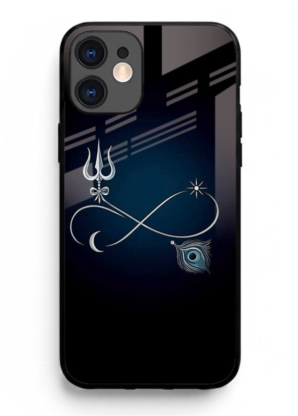 Trishul symbol artwork printed on premium tempered glass iPhone 12 Mini back cover