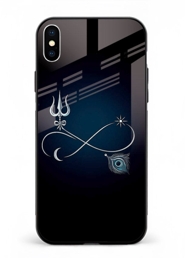 Trishul symbol artwork printed on premium tempered glass iPhone XS Max back cover