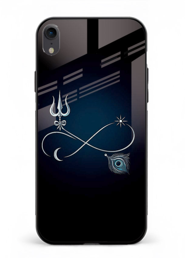 Trishul symbol artwork printed on premium tempered glass iPhone XR back cover