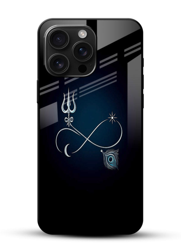 Trishul symbol artwork printed on premium tempered glass mobile back cover - 1
