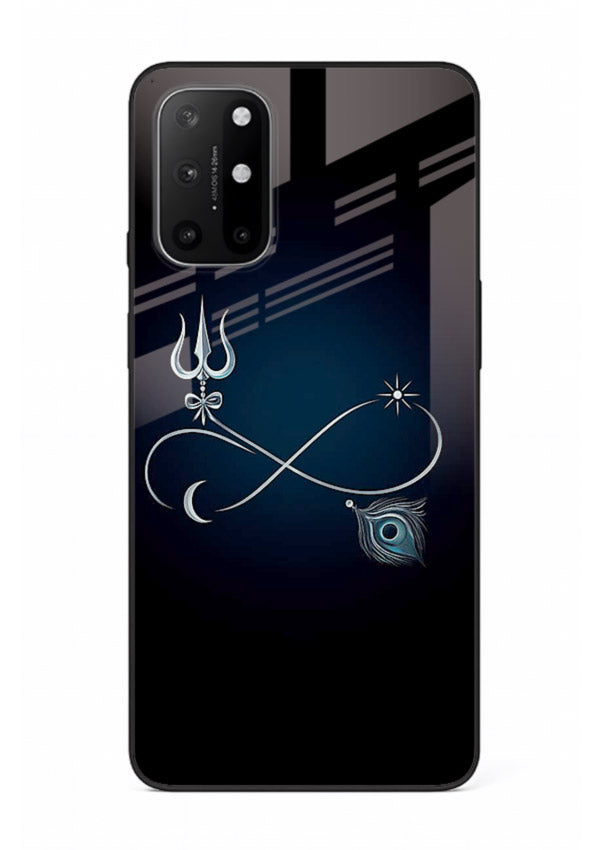 Trishul symbol artwork printed on premium tempered glass OnePlus 8T back cover