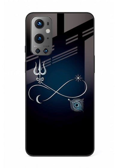 Trishul symbol artwork printed on premium tempered glass OnePlus 9 back cover