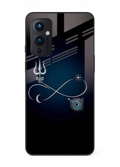 Trishul symbol artwork printed on premium tempered glass OnePlus 9 Pro back cover