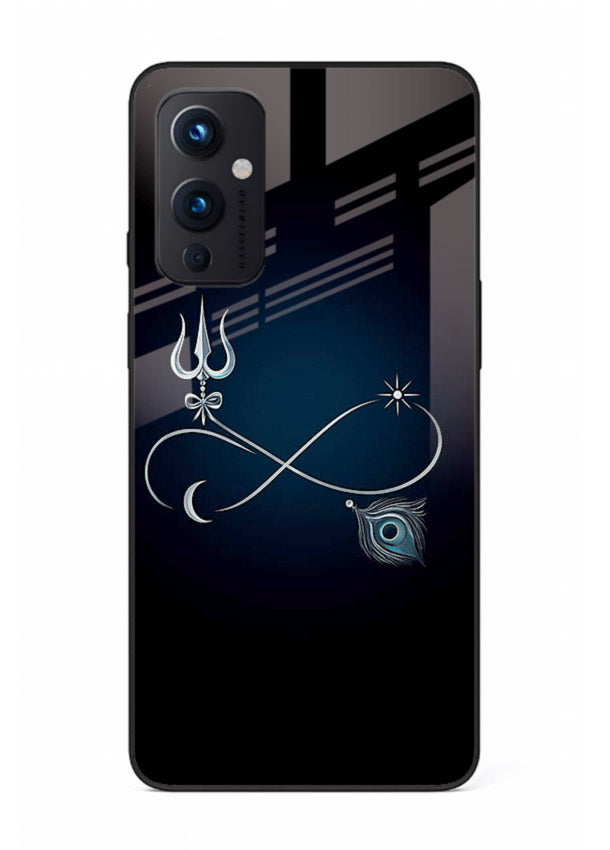 Trishul symbol artwork printed on premium tempered glass OnePlus 9 Pro back cover