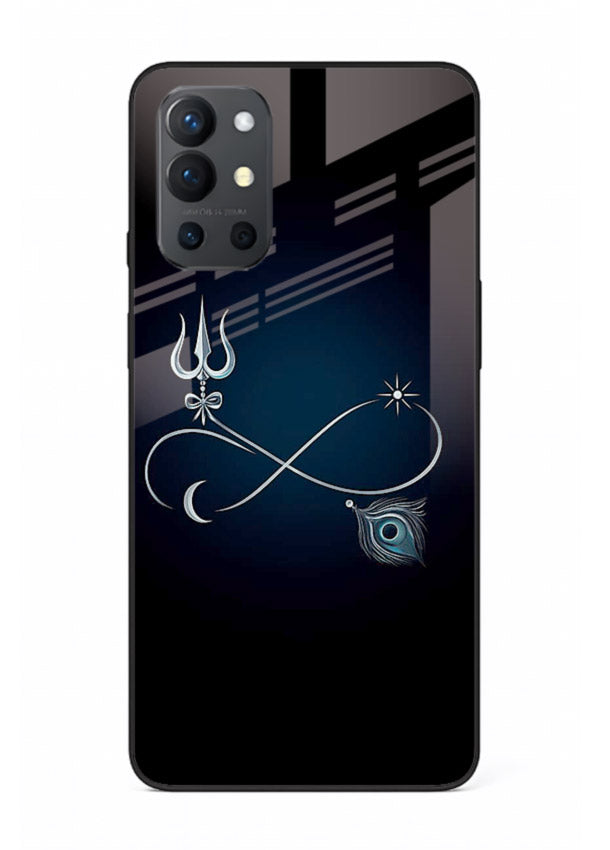 Trishul symbol artwork printed on premium tempered glass OnePlus 9R back cover