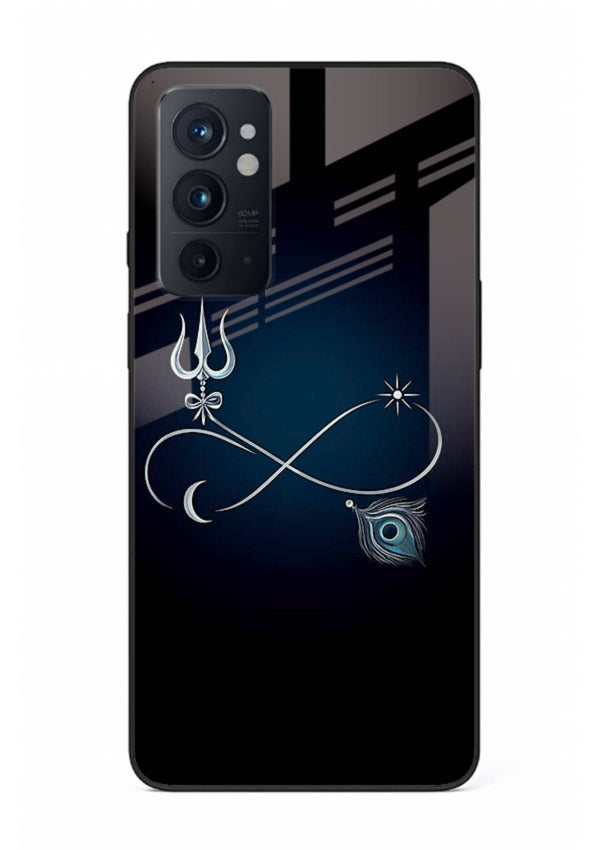 Trishul symbol artwork printed on premium tempered glass OnePlus 9RT back cover