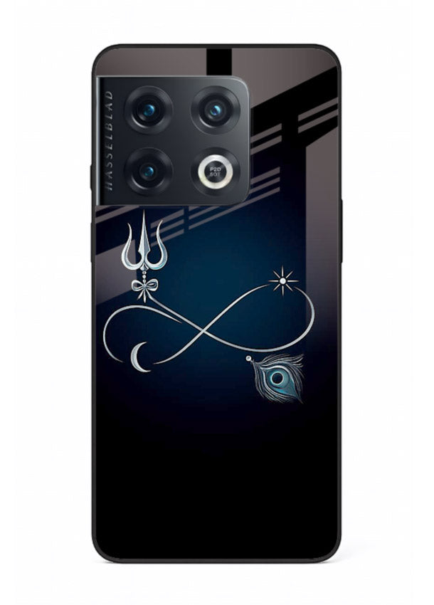 Trishul symbol artwork printed on premium tempered glass OnePlus 10 Pro back cover