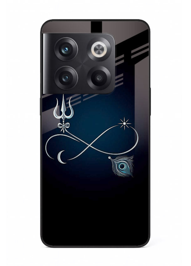 Trishul symbol artwork printed on premium tempered glass OnePlus 10T back cover