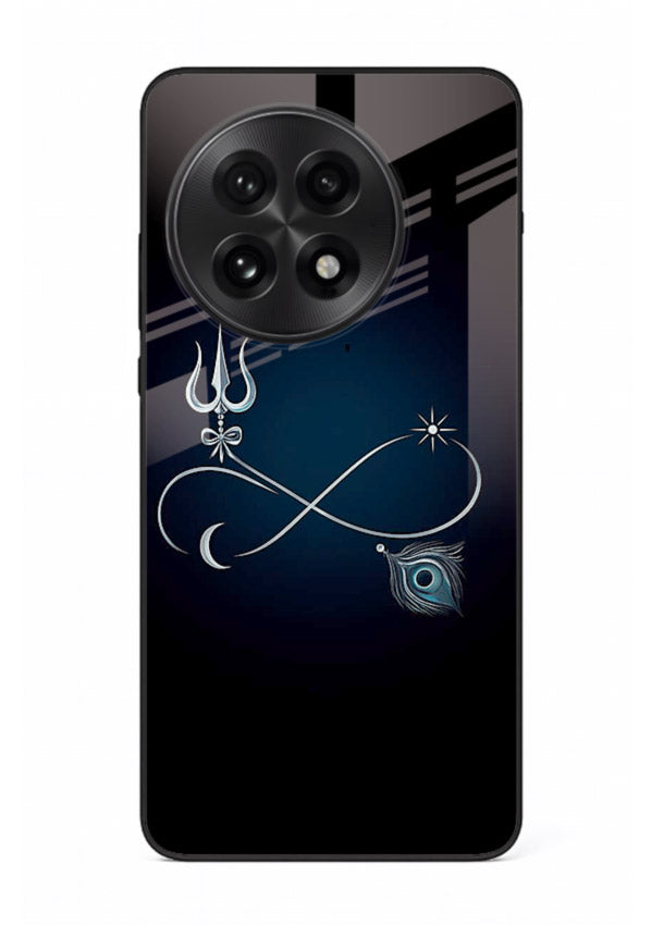 Trishul symbol artwork printed on premium tempered glass OnePlus 13 back cover