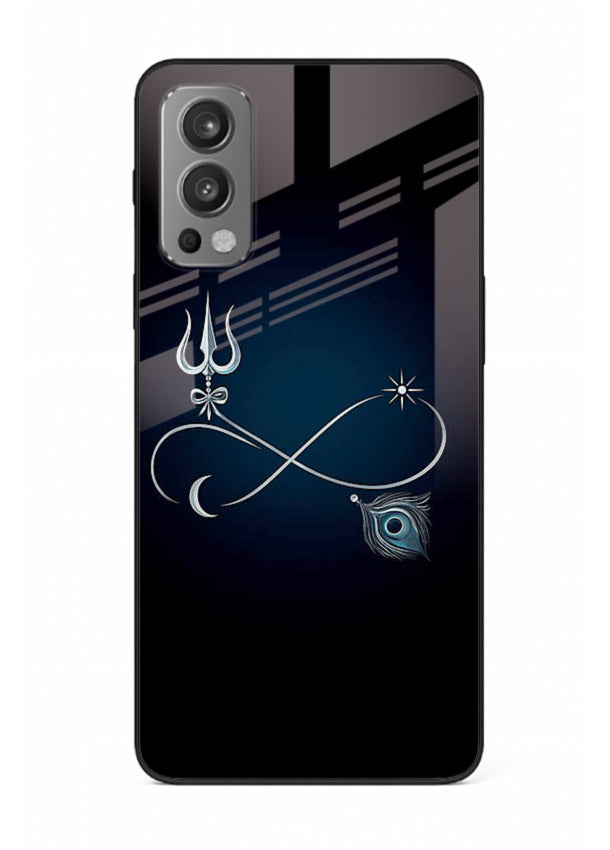 Trishul symbol artwork printed on premium tempered glass OnePlus Nord 2 back cover