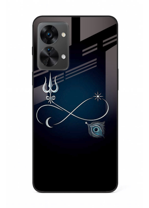 Trishul symbol artwork printed on premium tempered glass OnePlus Nord 2T back cover