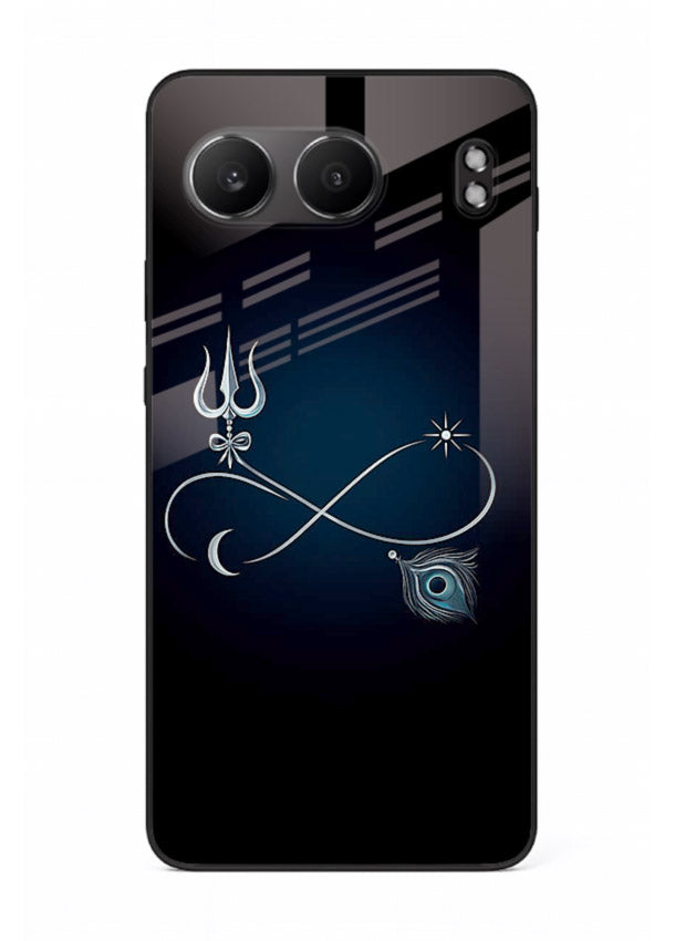 Trishul symbol artwork printed on premium tempered glass OnePlus Nord 4 back cover