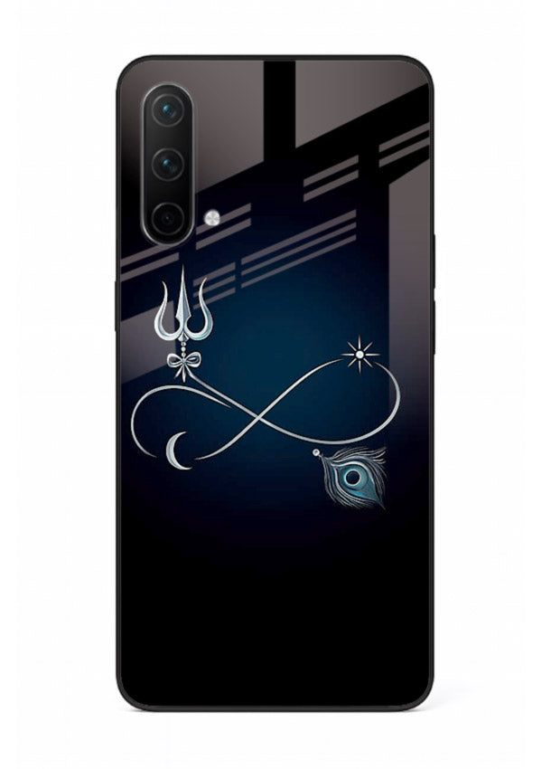 Trishul symbol artwork printed on premium tempered glass OnePlus Nord CE 5G back cover