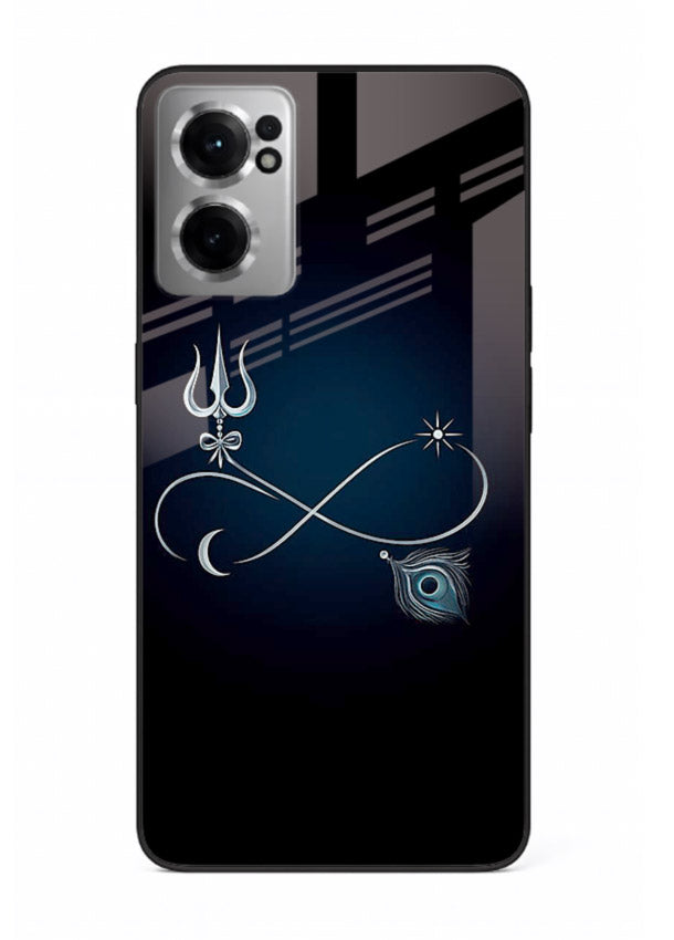 Trishul symbol artwork printed on premium tempered glass OnePlus Nord CE2 5G back cover