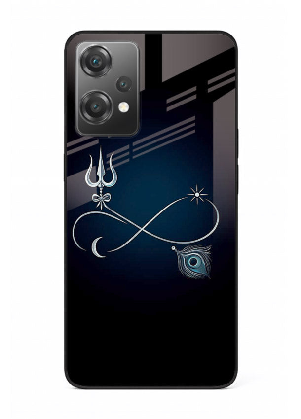 Trishul symbol artwork printed on premium tempered glass OnePlus Nord CE2 Lite 5G back cover