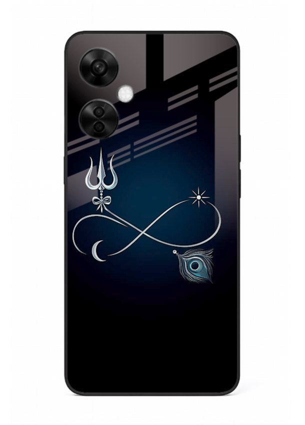 Trishul symbol artwork printed on premium tempered glass OnePlus Nord CE3 Lite back cover