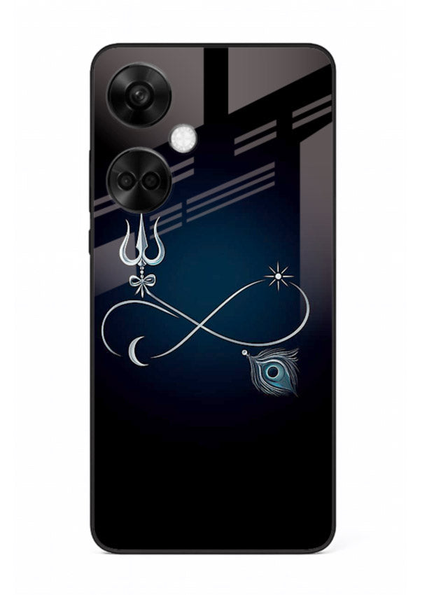 Trishul symbol artwork printed on premium tempered glass OnePlus Nord CE3 back cover