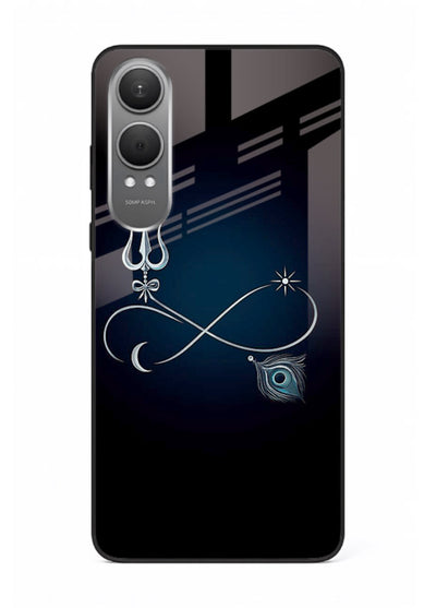 Trishul symbol artwork printed on premium tempered glass OnePlus Nord CE4 Lite back cover