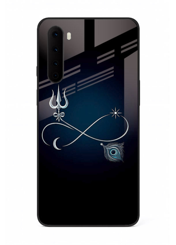Trishul symbol artwork printed on premium tempered glass OnePlus Nord back cover