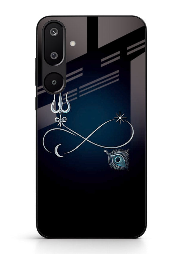 Trishul symbol artwork printed on premium tempered glass Samsung M16 5G back cover
