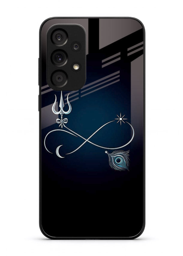 Trishul symbol artwork printed on premium tempered glass Samsung A73 5G back cover