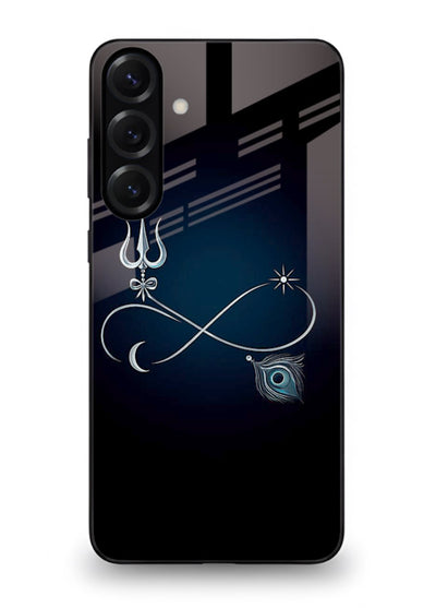 Trishul symbol artwork printed on premium tempered glass Samsung A56 5G back cover