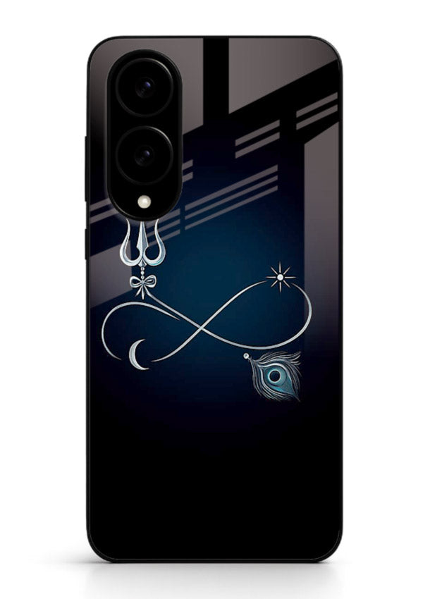 Trishul symbol artwork printed on premium tempered glass Samsung S25 Edge back cover