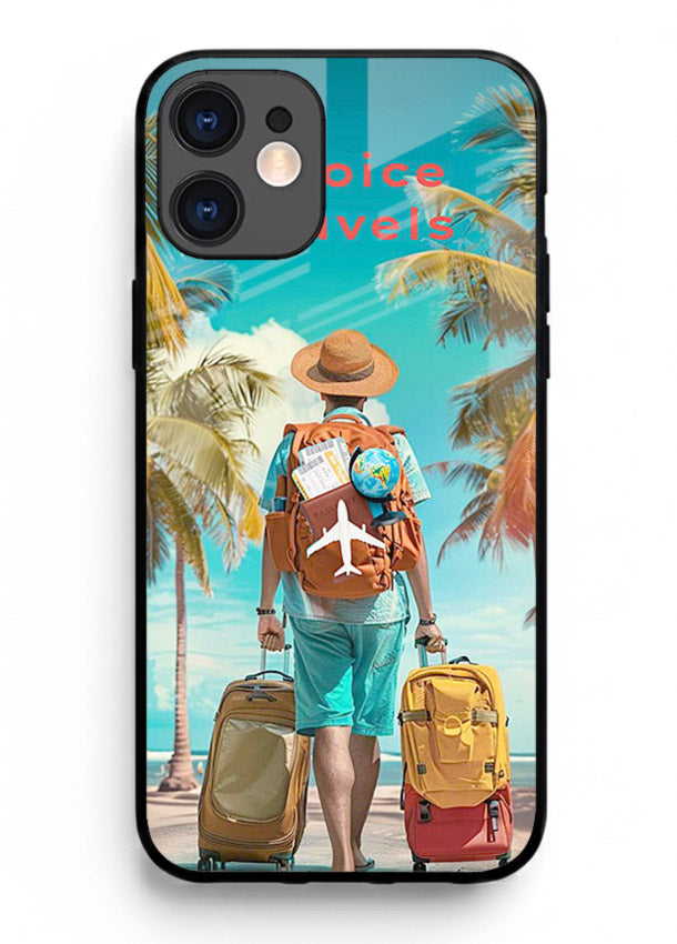 Tropical Beach Traveler summer artwork iphone 12 glass back cover