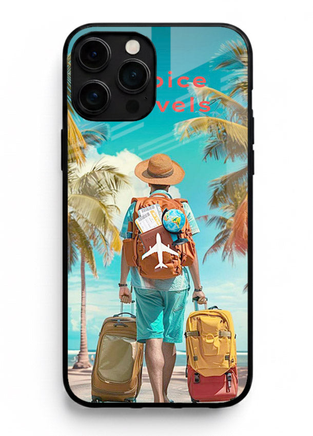 Tropical Beach Traveler summer artwork iphone 16 pro max glass back cover