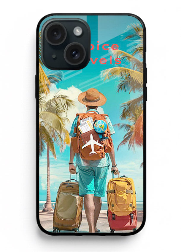 Tropical Beach Traveler summer artwork iphone 15 glass back cover