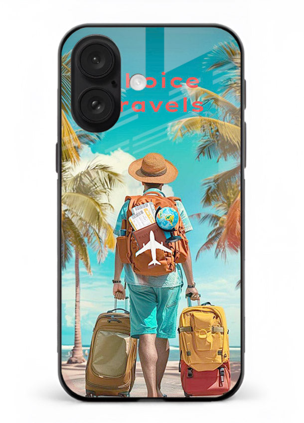 Tropical Beach Traveler summer artwork iphone 16 glass back cover