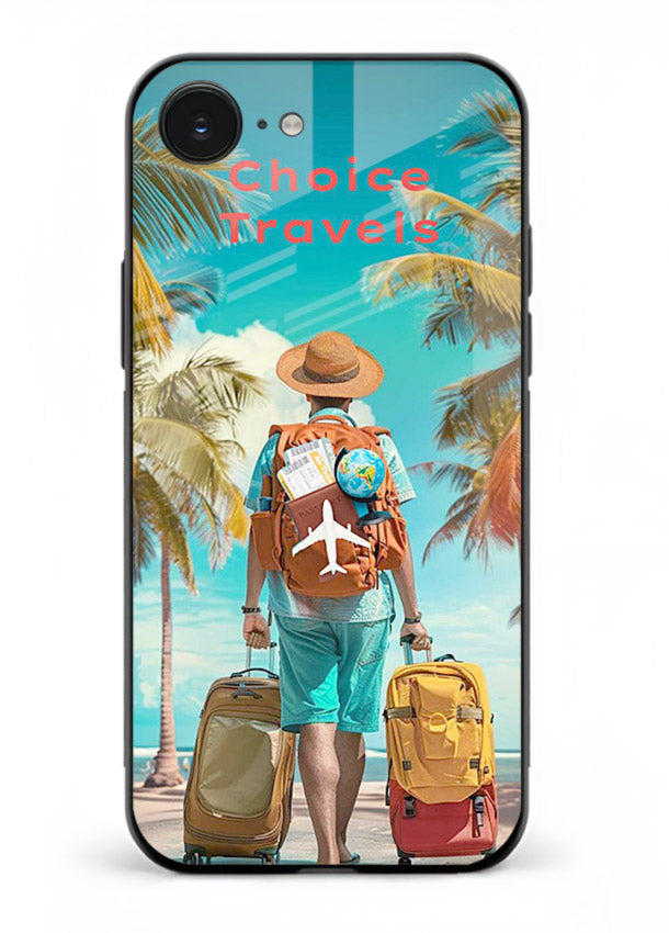 Tropical Beach Traveler summer artwork iphone 16e glass back cover