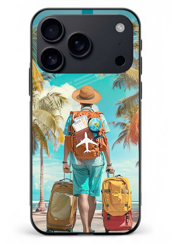 Tropical Beach Traveler summer artwork iphone 18 pro max glass back cover