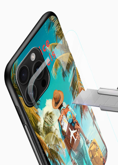 Tropical Beach Traveler summer artwork glossy vibrant premium glass back cover - Angle Blade