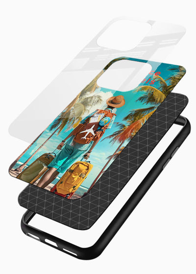 Tropical Beach Traveler summer artwork glossy vibrant premium glass back cover - Angle Layers
