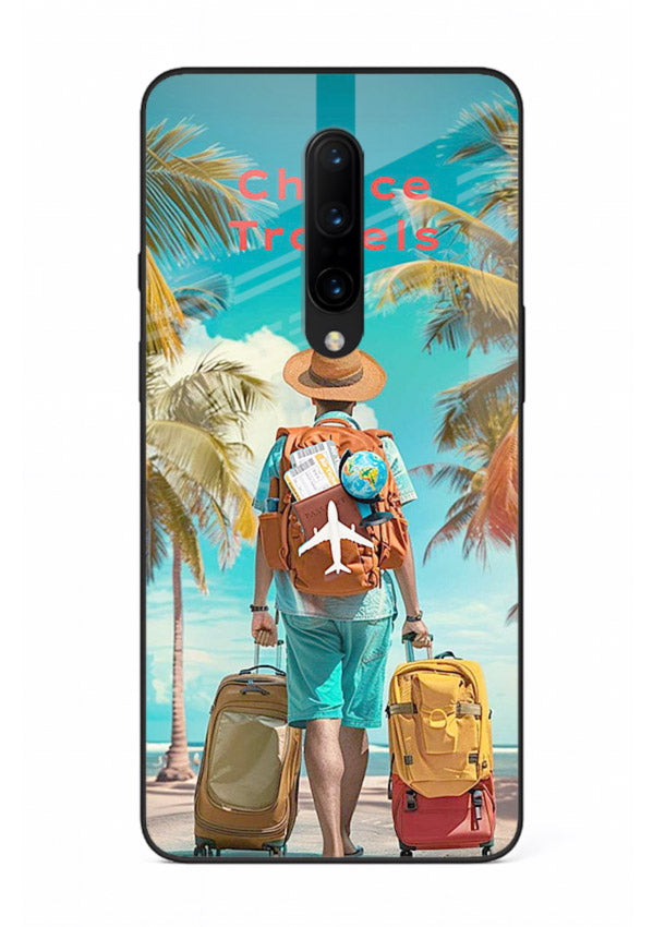 Tropical Beach Traveler summer artwork OnePlus 7T Pro glass back cover