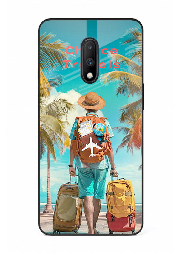 Tropical Beach Traveler summer artwork OnePlus 7 glass back cover