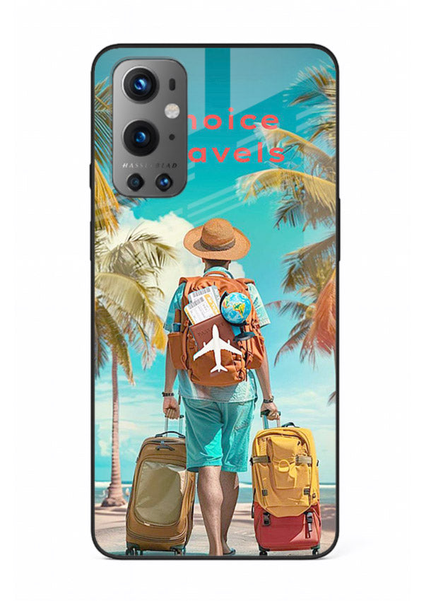 Tropical Beach Traveler summer artwork OnePlus 9 glass back cover