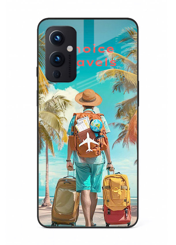 Tropical Beach Traveler summer artwork OnePlus 9 Pro glass back cover