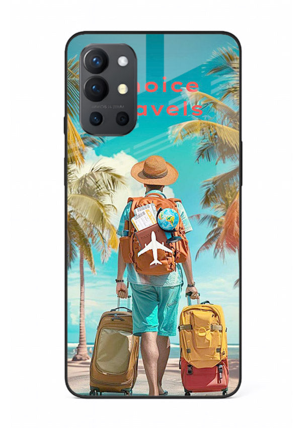 Tropical Beach Traveler summer artwork OnePlus 9R glass back cover
